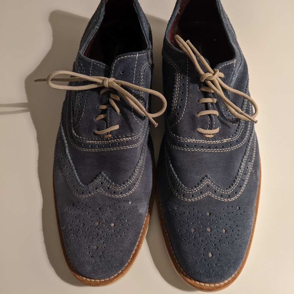 Blue Suede Oxford Dress Shoes
